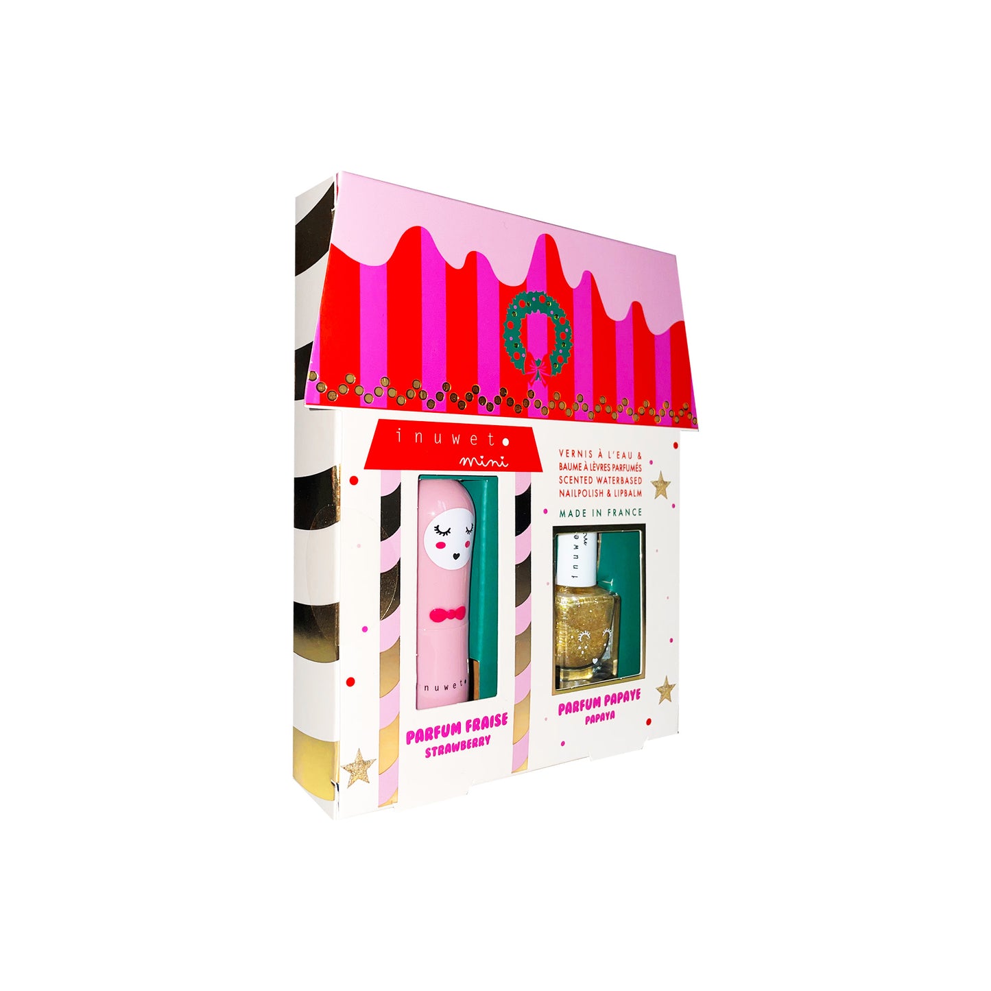 Weihnachtsset – Erdbeer-Lippenbalsam & Papaya-Kids-Nagellack