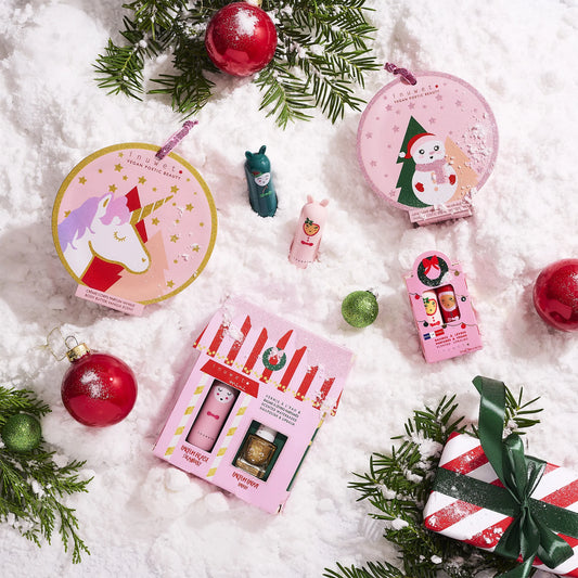 Weihnachtsset – Erdbeer-Lippenbalsam & Papaya-Kids-Nagellack