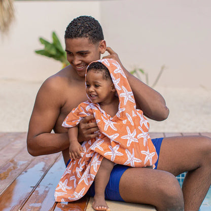 Strandponcho orange-gold-braun Seastars