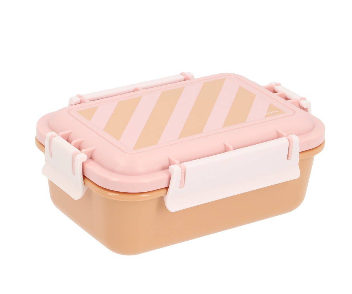 Lunch box Bento lunchbox rectangular stripes pink