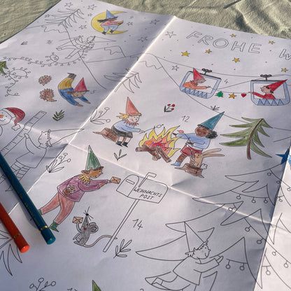 Ausmal-Adventskalender mit Wichtelmotiven – kreative Vorfreude für Groß & Klein