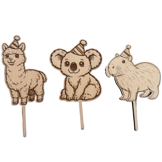 Steckerset Cabybara & Friends – 3 Motive für Geburtstagskranz, handgefertigt